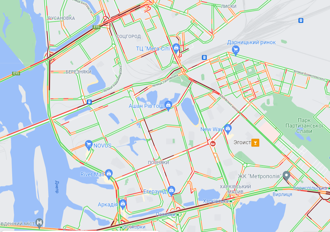 Киев сковали пробки: карта